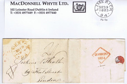 Ireland Limerick 1824 Letter To Perkins & Heath (printers Of Penny Black), Large LIMERICK/94 Town Mileage Cds For MR 19 - Prephilately