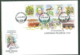 Guinea Bissau 2014, WWII, 75th Invasion Of Poland, Churchill, De Gaulle, 5val In BF In FDC - Sir Winston Churchill