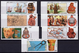 Viet Nam 1989, 500th Discovery Of Aerica, Columbus, Maps, Archeology, 7val IMPERFORATED - Indiens D'Amérique