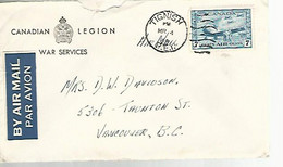 57763) Canada Air Mail War Services Military Mail Tignish 1944 Postmark Cancel Duplex - Airmail