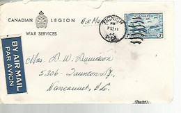 57764) Canada Air Mail War Services Military Mail Tignish 1944 Postmark Cancel Duplex - Luftpost