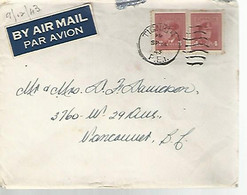 57777) Canada Tignish 1943 Postmark Cancel Duplex Air Mail Military Mail R.C.A.F. - Posta Aerea