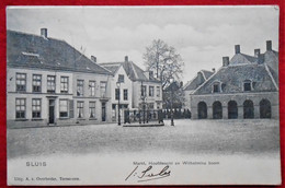 CPA NL 1903 Sluis - Markt, Hoofdwacht En Wilhelmina Boom - Sluis