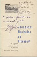 VIEUX PAPIERS    PROGRAMME  Des "JEUNESSES MUSICALES DE RIXENSART    (1966).DEDICACE. - Programmes