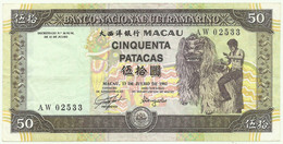 MACAU - 50 Patacas - 13.07.1992 - Pick 67 - Serie AW - PORTUGAL - Macao