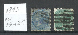 INDIA Indien 1865 Michel 17 & 21 O  Queen Victoria - 1858-79 Kolonie Van De Kroon
