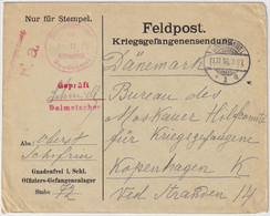 ALLEMAGNE / DEUTSCHLAND - 1916 Kgf-Umschlag Aus Oflag GNADENFREI I. SCHLESIEN Nach Dänemark - Storia Postale