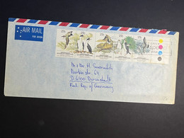 (4 Oø 34) Letter Posted From Australia To Germany - 1983  - AAT Birds Full Strip - Usati