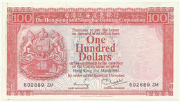 Hong Kong - 100 Dollars - 31.03.1981 - Pick: 187.c - HSBC - Hongkong