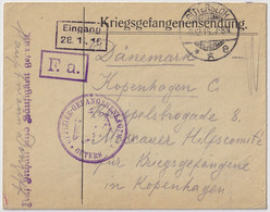 ALLEMAGNE / DEUTSCHLAND - 1916 Kgf-Umschlag Aus Oflag GÜTERSLOH Nach Dänemark - Lettres & Documents