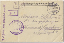 ALLEMAGNE / DEUTSCHLAND - 1916 Kgf-Umschlag Aus Oflag GÜTERSLOH Nach Dänemark (b) - Brieven En Documenten