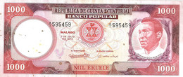 EQUATORIAL GUINEA 1000 EKUELE RED MAN HEAD FRONT BUILDING BACK DATED 07-07-1975 VF P8 READ DESCRIPTION !!! - Equatoriaal-Guinea