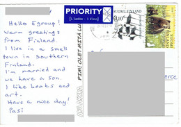 C8  - Finland Black Bear, Flying Ducks On Stamps Used On Postcard - Briefe U. Dokumente