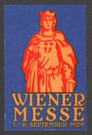 Wiener MESSE Austria Wien Vienna Autumn September Exhibition Fair CINDERELLA LABEL VIGNETTE 1929 - Sonstige & Ohne Zuordnung