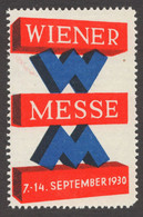 Wiener MESSE Austria Wien Vienna Autumn September Exhibition Fair CINDERELLA LABEL VIGNETTE 1930 - Autres & Non Classés