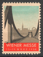 BRIDGE Danube Prater Fewrris Wheel Stephansdom MESSE Austria Wien Vienna Exhibition Fair CINDERELLA LABEL VIGNETTE 1939 - Autres & Non Classés