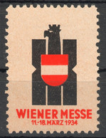 Wiener MESSE Austria Wien Vienna March Spring Exhibition Fair CINDERELLA LABEL VIGNETTE 1934 Eagle Coat Of Arms - Andere & Zonder Classificatie