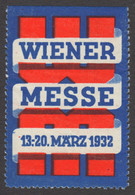 Wiener MESSE Austria Wien Vienna March Spring Exhibition Fair CINDERELLA LABEL VIGNETTE 1932 - Altri & Non Classificati