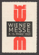 Wiener MESSE Austria Wien Vienna March Spring Exhibition Fair CINDERELLA LABEL VIGNETTE 1931 - Autres & Non Classés