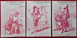 3 Chromos / Publicité. A La Nouvelle Héloïse, Paris - Don Juan, La Mère Michel & Docteur Diafoirus - Autres & Non Classés