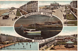 Pays De Galles (Wales) Greetings From Rhyl - Multivues: Marine Gardens, West Promenade... - Denbighshire