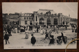 AK 1906 Cpa Chaux De Fonds La Gare Suisse Gruss Aus Gruß Très Animée Voyagée - La Chaux-de-Fonds