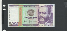 PEROU - 1 Billet 5000 Intis 1988 NEUF/UNC Pick-137 - Pérou