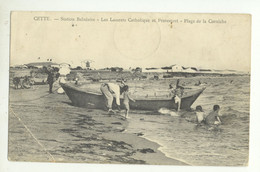 34/ CPA A - Cette - Station Balnéaire - Les Lazaret Catholique Et Protestant - Plage De La Corniche - Sete (Cette)