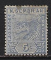 Negri Sembilan (03) 1891 Tiger. 5c. Blue. Unused. Hinged. - Negri Sembilan