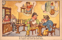 HUMOUR - Il N'y A Pas D'heure Pour Les Braves - Salle De Bar - Illustration Non Signée - Carte Postale Ancienne - Humor