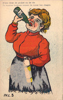 HUMOUR - Femme Alcoolique - Pecket  - Illustration Signée PH L 3 - Carte Postale Ancienne - Humor