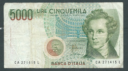 Billet Italie, 5000 Lire 1985 - CA 271415 L  -  Laura 9303 - 5000 Lire