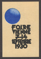 FRANCE French LANGUAGE MESSE Austria Wien Vienna September AUTUMN Exhibition Fair Expo CINDERELLA LABEL VIGNETTE 1930 - Ungebraucht