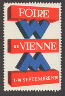 FRANCE French LANGUAGE MESSE Austria Wien Vienna September AUTUMN Exhibition Fair Expo CINDERELLA LABEL VIGNETTE 1930 - Unused Stamps