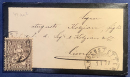 BRIEFLI #30 GR.HOCHSTETTEN 1877 BE Brief>LIVORNO,ITALIA. LETTRE MINIATURE   (Schweiz 1862 Mini Mourning Cover - Cartas & Documentos