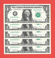 Rarität ! STAR-Note: 5x 1 US-Dollar Fortlaufend [2017] > A06597606* Bis ...10* < 3. Lauf Mit 3.200.000 {$038-001} - National Currency