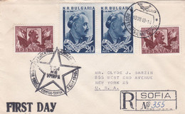 Enveloppe Cover Registered Sofia To New York - Cartas & Documentos