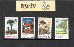 4 Timbres Oblitérés Des Etats- Unis, Année 1987/88 - Ungebraucht