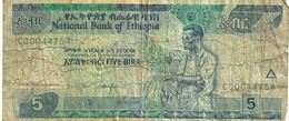 ETHIOPIA 5 BIRR BLUE  MAN FRONT & LANDSCAPE BACK ND(2000)P.47a SIG7. VG READ DESCRIPTION - Etiopía