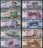 Korea Specimen 2002 2008 2013 5 10 50 100 200 500 1000 2000 5000won 10pcs UNC - Corée Du Nord