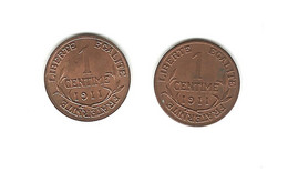 315/ France : 2 X 1 Centime Dupuis 1911 - 1 Centime