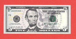 Mega Top-Rarität ! STAR-Note: 5 US-Dollar [2013] > MF16225360* < 6. Lauf Mit 320.000 {$019-005} - National Currency