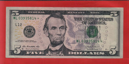 Top-Rarität ! STAR-Note: 5 US-Dollar [2013] > ML03935814* < 2. Lauf Mit 3.200.000 {$022-005} - National Currency