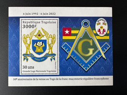 Togo 2022 S/S Bloc Mi. ? 50 Ans Grande Loge Régulière Franc-maçons Freimaurer Freemasonry Masonic - Togo (1960-...)