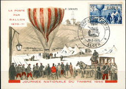 Algérie Algeria Algerien 1955 Maximum Carte Card Ballon Balloon Globo Siège De Paris (Yvert 325, Michel 340) - Altri (Aria)
