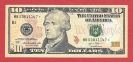 Mega Top-Rarität ! STAR-Note: 10 US-Dollar [2013] > MB03811147* < 2. Lauf Mit 640.000 {$001-010} - Devise Nationale