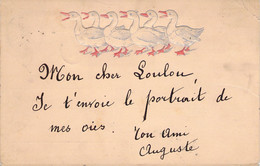 ANIMAUX - Illustration Non Signée - Oiseaux - Oies En Relief - Carte Postale Ancienne - Birds