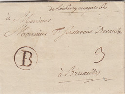EO Brief 14 Aug 1784 Van Dolhain Met B In Cirkel Naar Brussel - 1714-1794 (Austrian Netherlands)