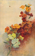 Fantaisie - Fleur - Fleurs Bleue Violette Et Orange - Illustration Non Signée - Carte Postale Ancienne - Blumen