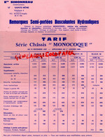 17- ST SAINT MEME- TARIF ETS. A. SIMONEAU -AGRICULTURE REMORQUES BASCULANTES MONOCOQUE -1967-1968 - Landbouw